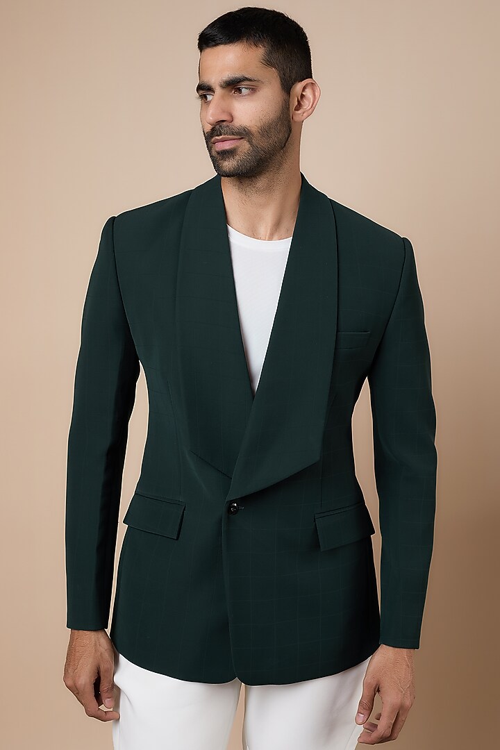 Green Japanese Cotton Twill Blazer Set by Dapper & Dare at Pernia's Pop Up Shop