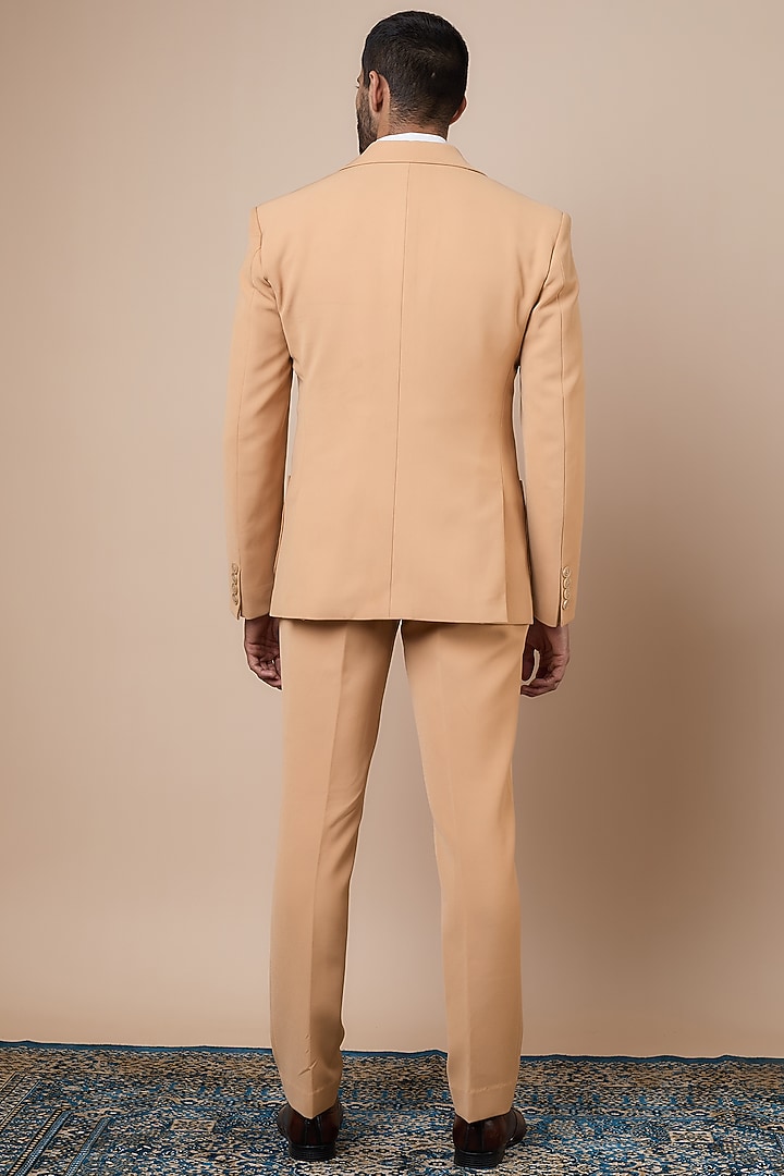 Beige Banana Crepe Blazer Set by Dapper & Dare at Pernia's Pop Up Shop
