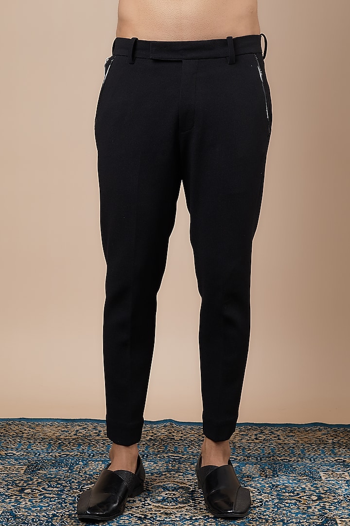Black Cotton Jute Cutdana Embroidered Groom Indowestern Set by Dapper & Dare at Pernia's Pop Up Shop