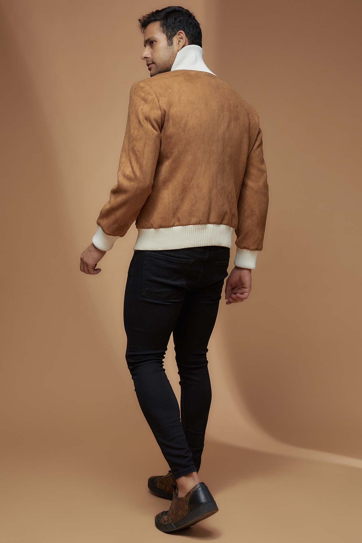 Men's Blain Brown Suede Bomber Jacket