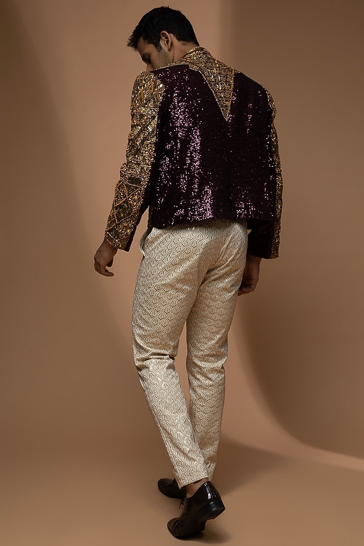 Gold Sequins Georgette Embroidered Indo-Western Set by Dapper & Dare at Pernia's Pop Up Shop