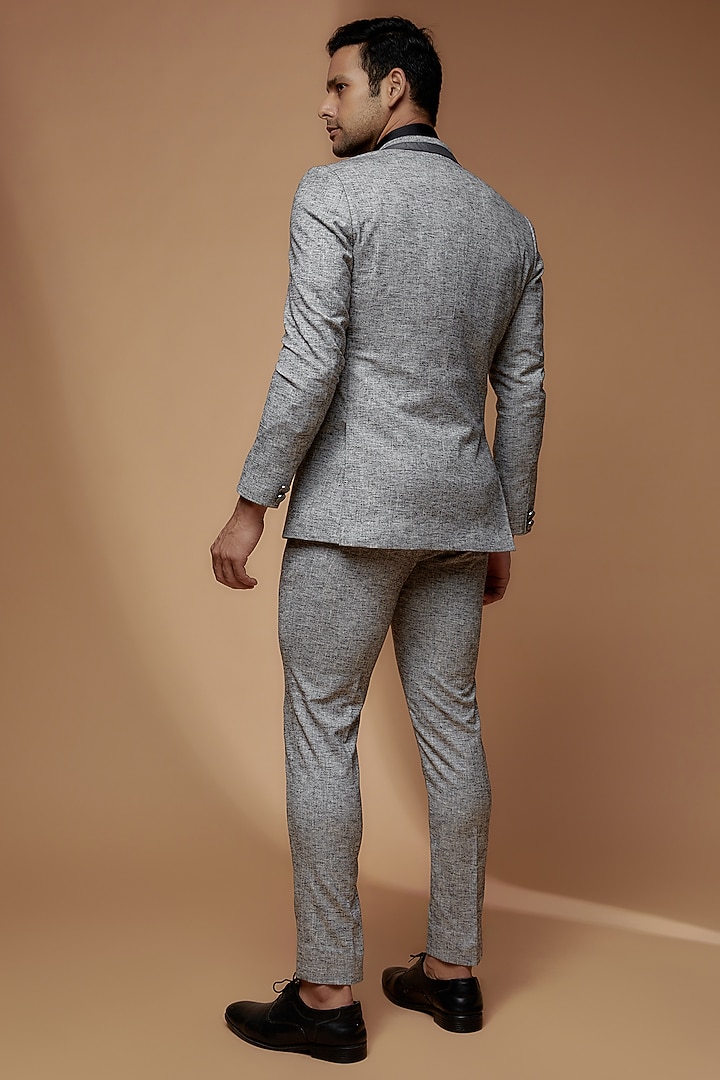 Grey French Terry & Linen Blend Blazer Set by Dapper & Dare at Pernia's Pop Up Shop
