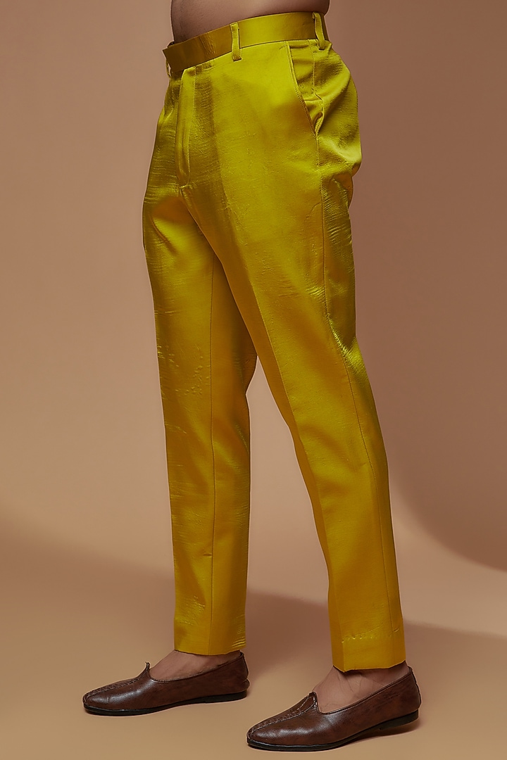 Yellow-Green South Jute Cotton Blend Embroidered Indo-Western Set by Dapper & Dare at Pernia's Pop Up Shop