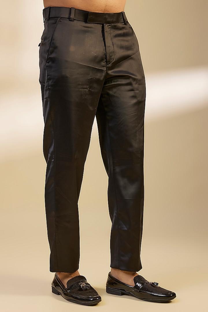 Black Japanese Twill Thread Embroidered Groom Bandhgala Set by Dapper & Dare at Pernia's Pop Up Shop
