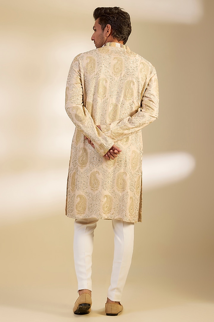 Yellow Georgette Printed & Embroidered Kurta Set by Dapper & Dare at Pernia's Pop Up Shop