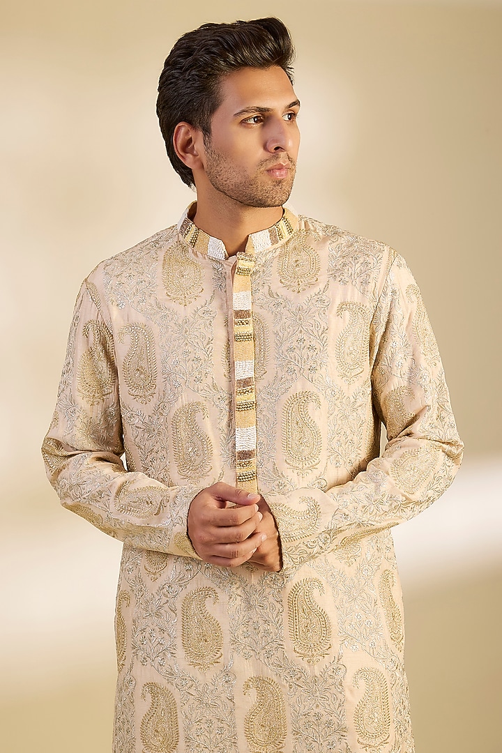 Yellow Georgette Printed & Embroidered Kurta Set by Dapper & Dare at Pernia's Pop Up Shop