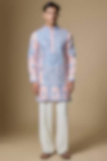 Light Pink Satin Cutdana Work Kurta Set by Dapper & Dare at Pernia's Pop Up Shop