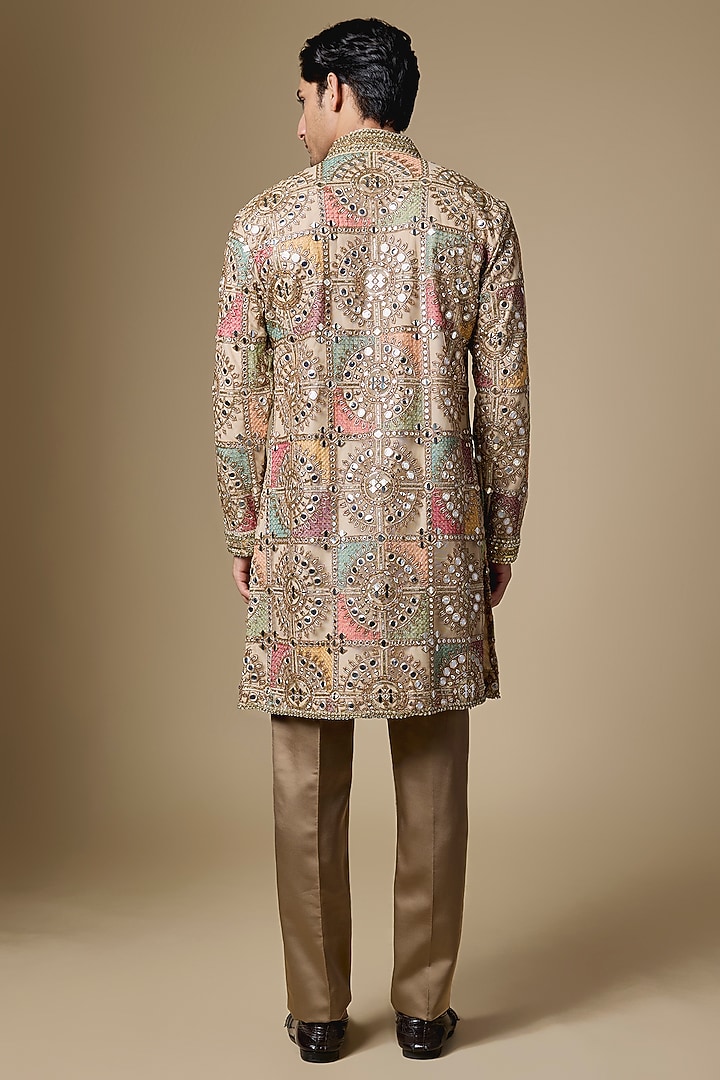 Multi-Colored Georgette Mirror Embroidered Kurta Set by Dapper & Dare at Pernia's Pop Up Shop