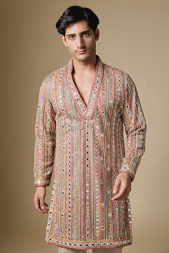 Multi-Colored Sequins Net Fabric Cutdana Embroidered Kurta Set by Dapper & Dare at Pernia's Pop Up Shop