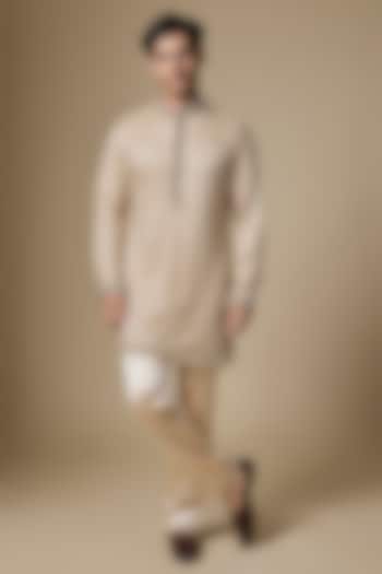 Champagne Gold Sequins Net Fabric Cutdana Embroidered Kurta Set by Dapper & Dare at Pernia's Pop Up Shop