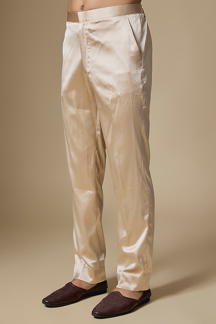 Champagne Gold Sequins Net Fabric Cutdana Embroidered Kurta Set by Dapper & Dare at Pernia's Pop Up Shop