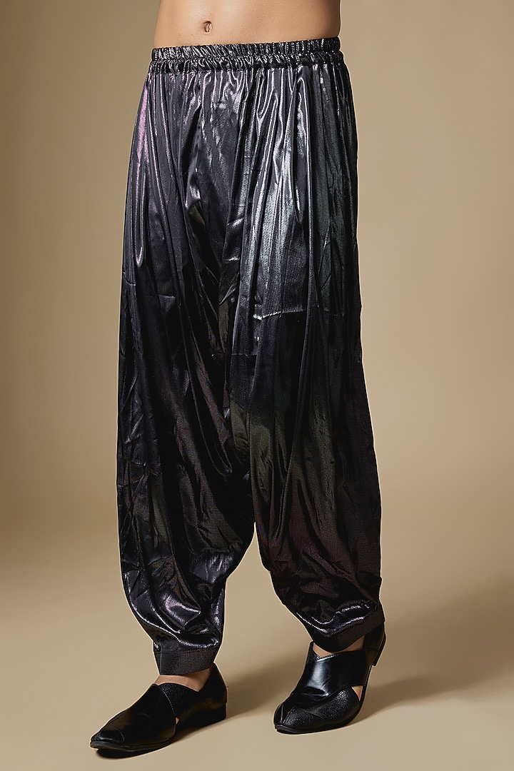 Metallic Grey Armani Satin Cutdana Embroidered Kurta Set by Dapper & Dare at Pernia's Pop Up Shop