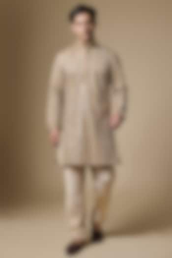 Bronze Gold Net Cutdana Embellished Kurta Set by Dapper & Dare at Pernia's Pop Up Shop