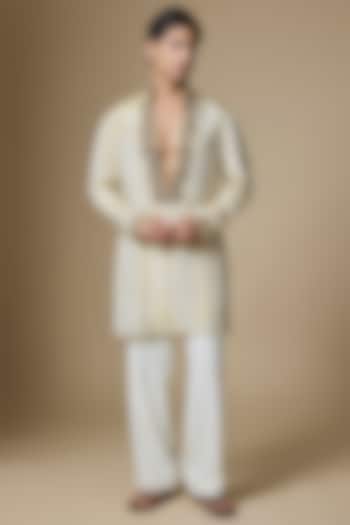 Gold Tissue Cutdana Embroidered Kurta Set by Dapper & Dare at Pernia's Pop Up Shop