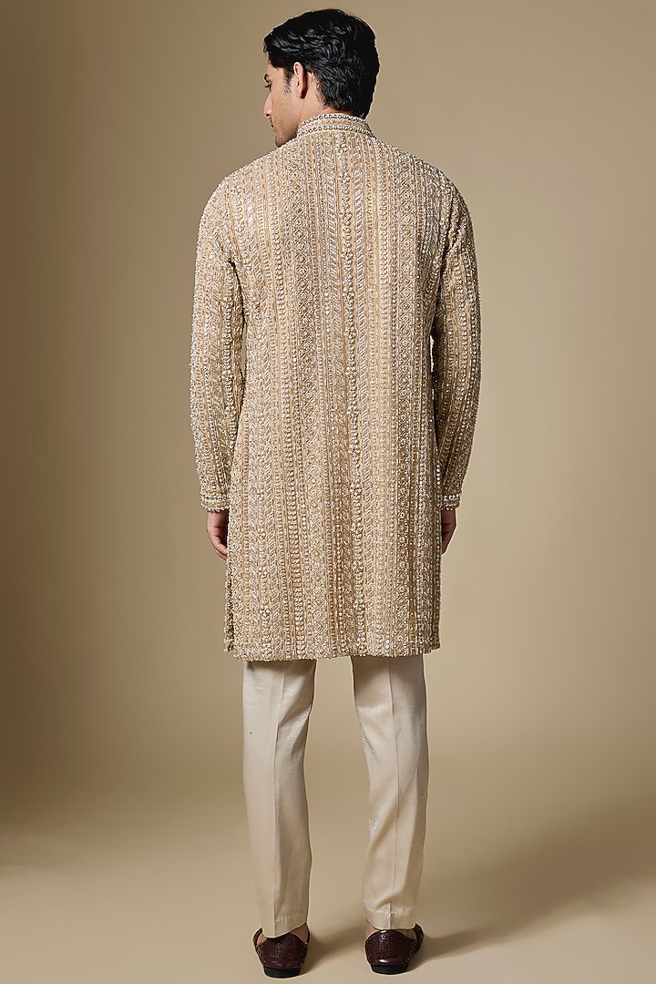 Gold Net Cutdana Embroidered Kurta Set by Dapper & Dare at Pernia's Pop Up Shop