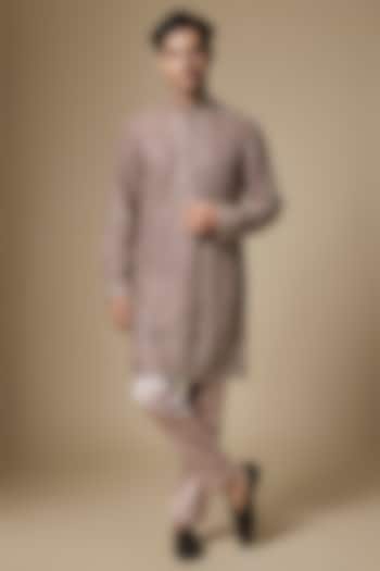 Purple Georgette Cutdana Embroidered Kurta Set by Dapper & Dare at Pernia's Pop Up Shop