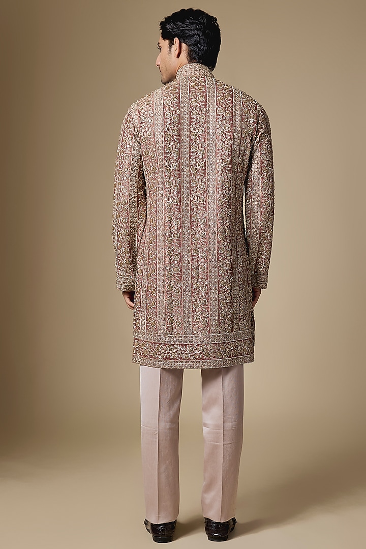 Purple Georgette Cutdana Embroidered Kurta Set by Dapper & Dare at Pernia's Pop Up Shop