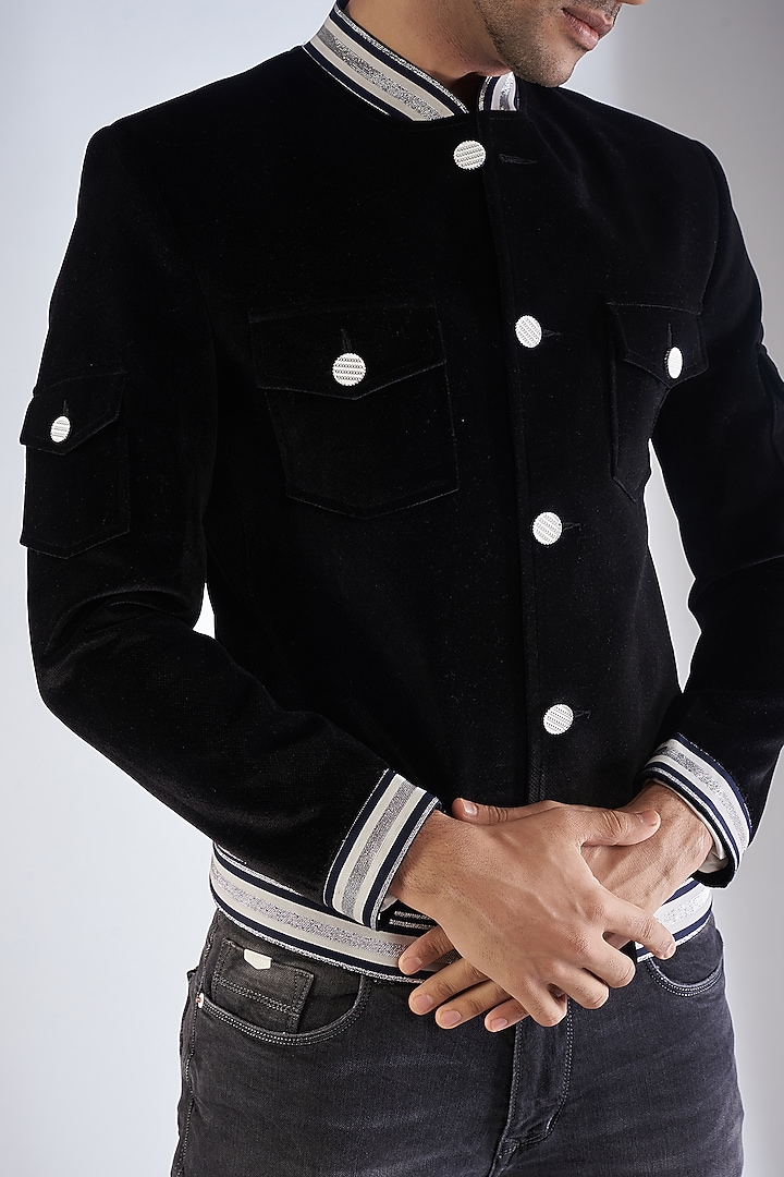 Navy Blue Velvet Jacket by Dapper & Dare at Pernia's Pop Up Shop
