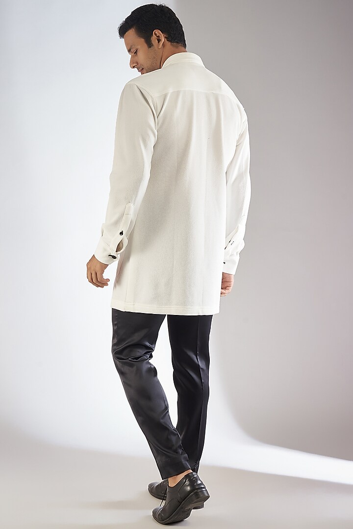 White Cotton Viscose Party Wear Shirt by Dapper & Dare at Pernia's Pop Up Shop