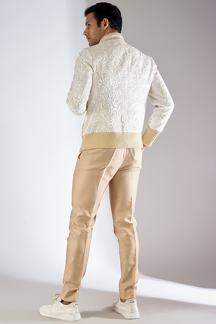 Champagne Gold Net Georgette Pant Set by Dapper & Dare at Pernia's Pop Up Shop