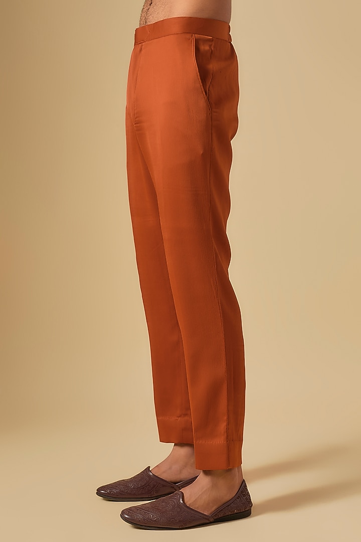 Rust Orange Thread Hand Embroidered Bundi Jacket Set by Dapper & Dare at Pernia's Pop Up Shop