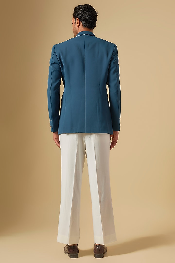 Turquoise Blue Japanese Twill Blazer Set by Dapper & Dare at Pernia's Pop Up Shop