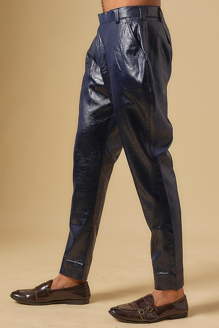 Midnight Blue Japanese Twill Hand Embroidered Groom Bandhgala Set by Dapper & Dare at Pernia's Pop Up Shop