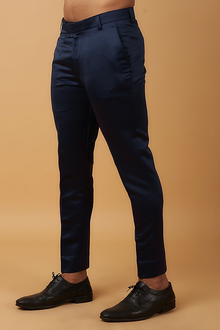 Navy Blue Lido Satin Tuxedo Jacket Set by Dapper & Dare at Pernia's Pop Up Shop