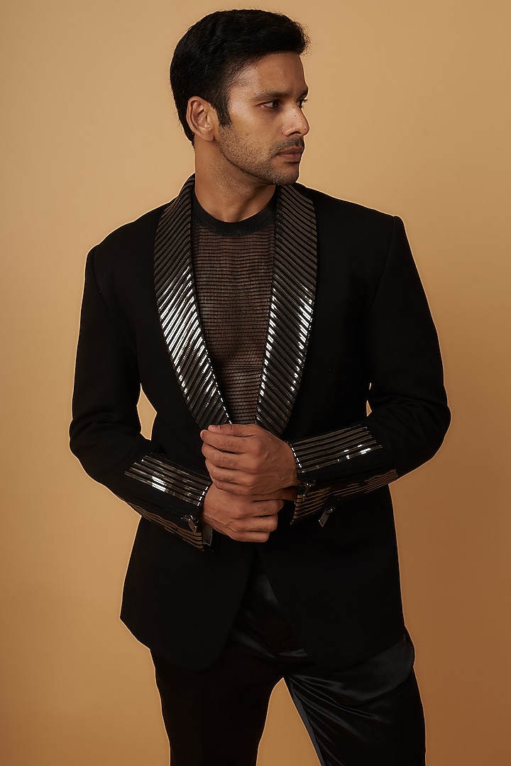 Black Banana Crepe Blazer Set by Dapper & Dare at Pernia's Pop Up Shop