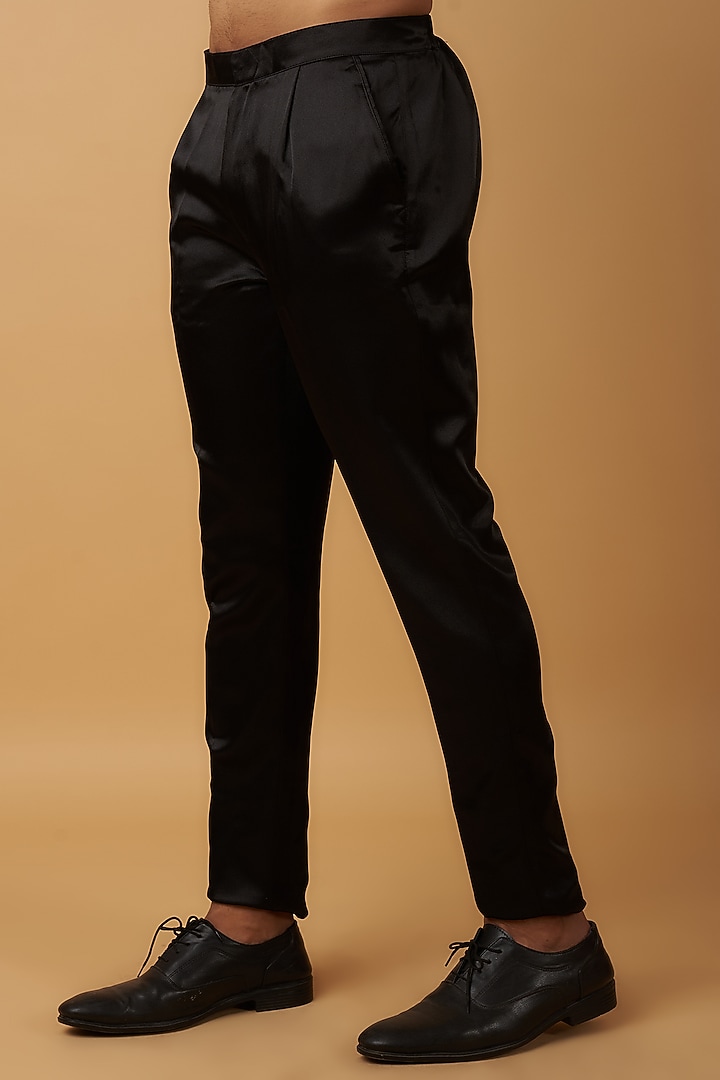 Black Satin Striped Blazer Set by Dapper & Dare at Pernia's Pop Up Shop