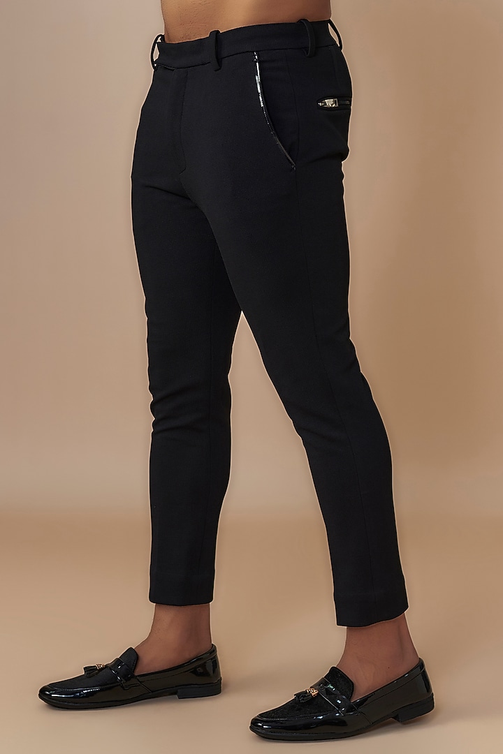 Black Jute Cotton Blend Embroidered Jacket Set by Dapper & Dare at Pernia's Pop Up Shop