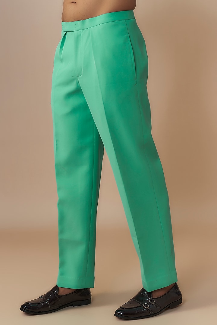 Green Japanese Crepe Crystal Bead Embroidered Jacket Set by Dapper & Dare at Pernia's Pop Up Shop