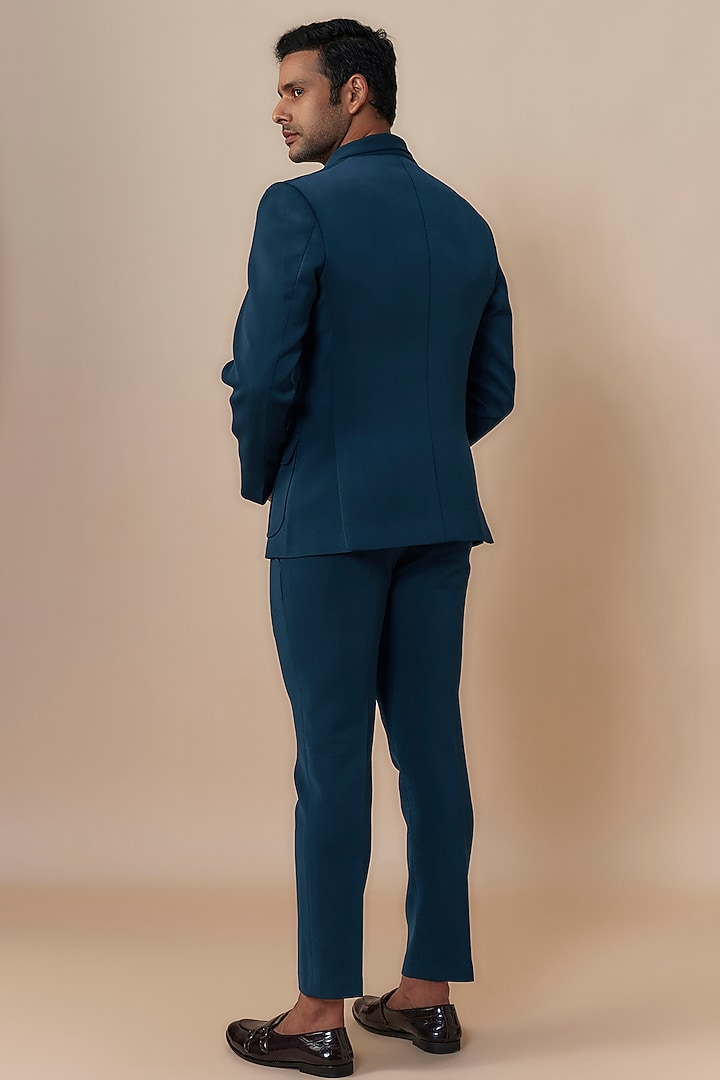 Blue Japanese Crepe Safari Jacket Set by Dapper & Dare at Pernia's Pop Up Shop