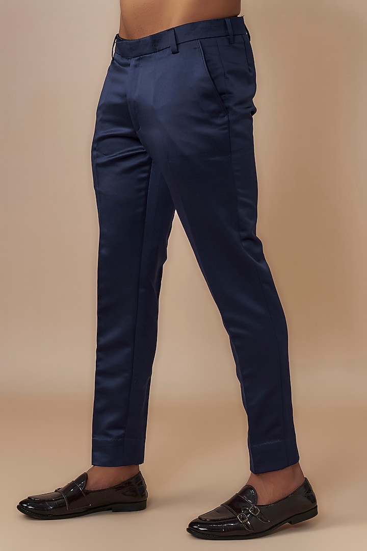 Blue Japanese Crepe Chain Embroidered Jacket Set by Dapper & Dare at Pernia's Pop Up Shop