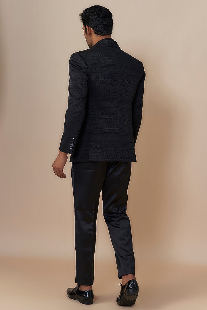 Black Jacquard Jacket Set by Dapper & Dare at Pernia's Pop Up Shop
