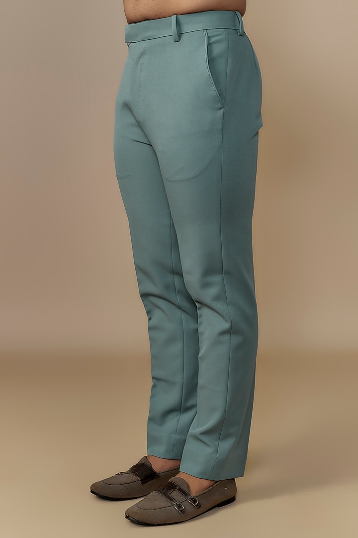 Green British Twill Crystal Embellished Indowestern Set by Dapper & Dare at Pernia's Pop Up Shop