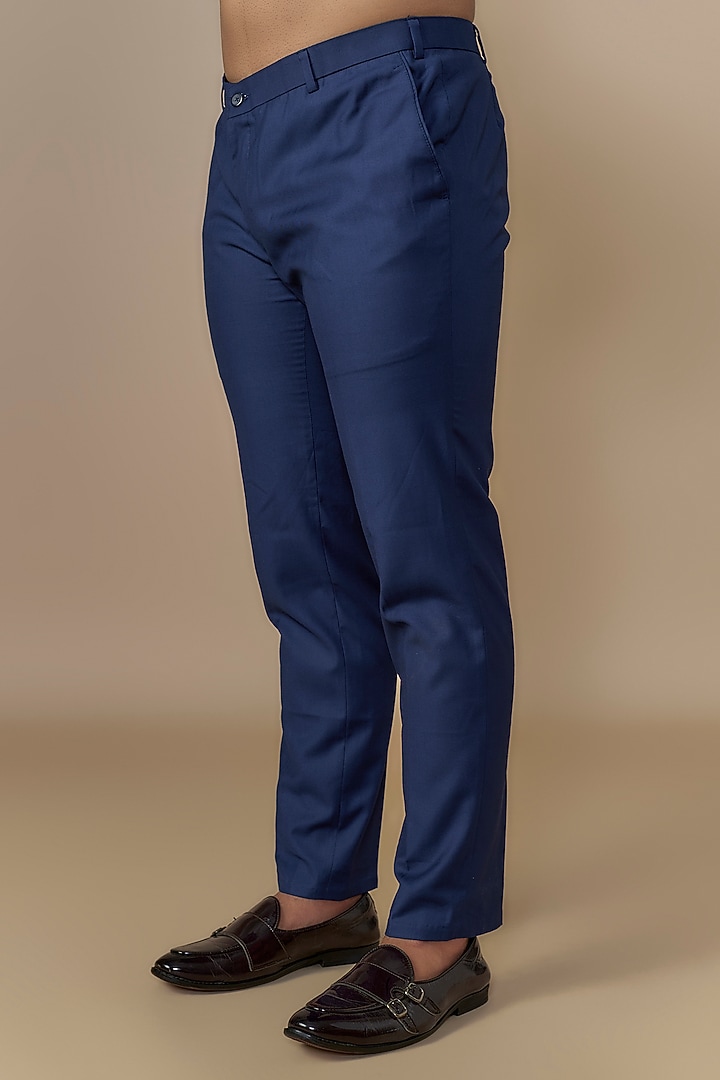 Blue British Twill Cutdana Embellished Indowestern Set by Dapper & Dare at Pernia's Pop Up Shop