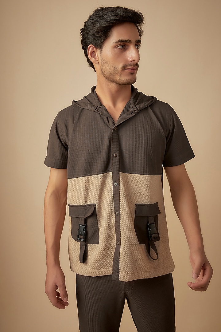 Brown Sepia Yarn Color Block Printed Co-Ord Set by Dapper & Dare at Pernia's Pop Up Shop