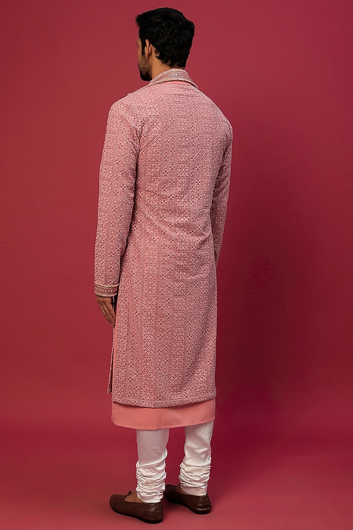 Dark Pink Chikankari Indowestern Set by Dapper & Dare at Pernia's Pop Up Shop