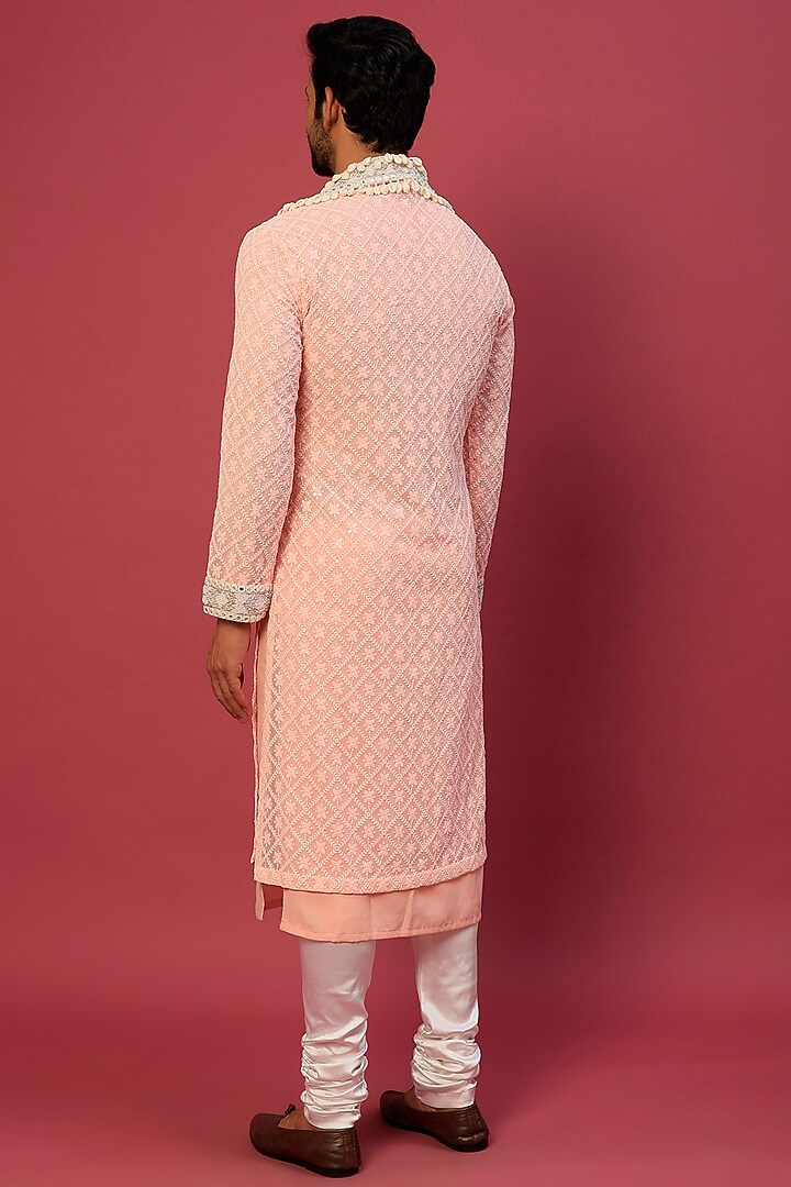 Light Pink Chikankari Kurta Set by Dapper & Dare at Pernia's Pop Up Shop
