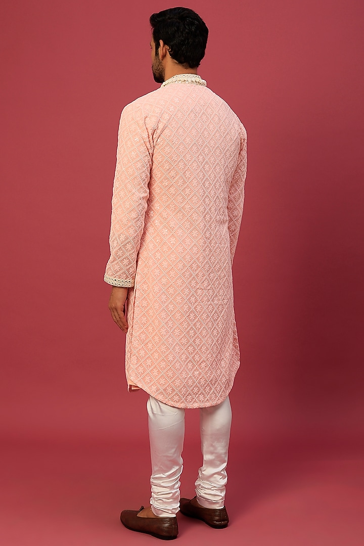 Light Pink Chikankari Indowestern Set by Dapper & Dare at Pernia's Pop Up Shop