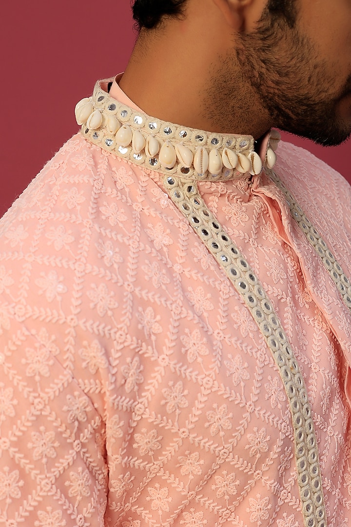 Light Pink Chikankari Indowestern Set by Dapper & Dare at Pernia's Pop Up Shop
