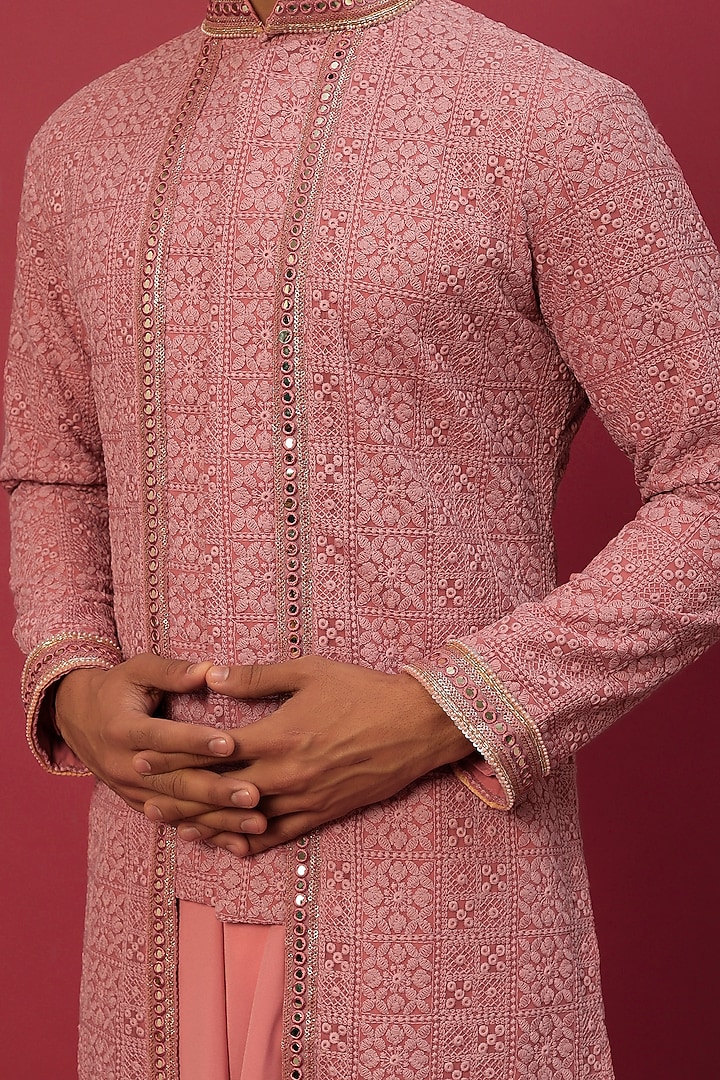 Dark Pink Chikankari Indowestern Set by Dapper & Dare at Pernia's Pop Up Shop