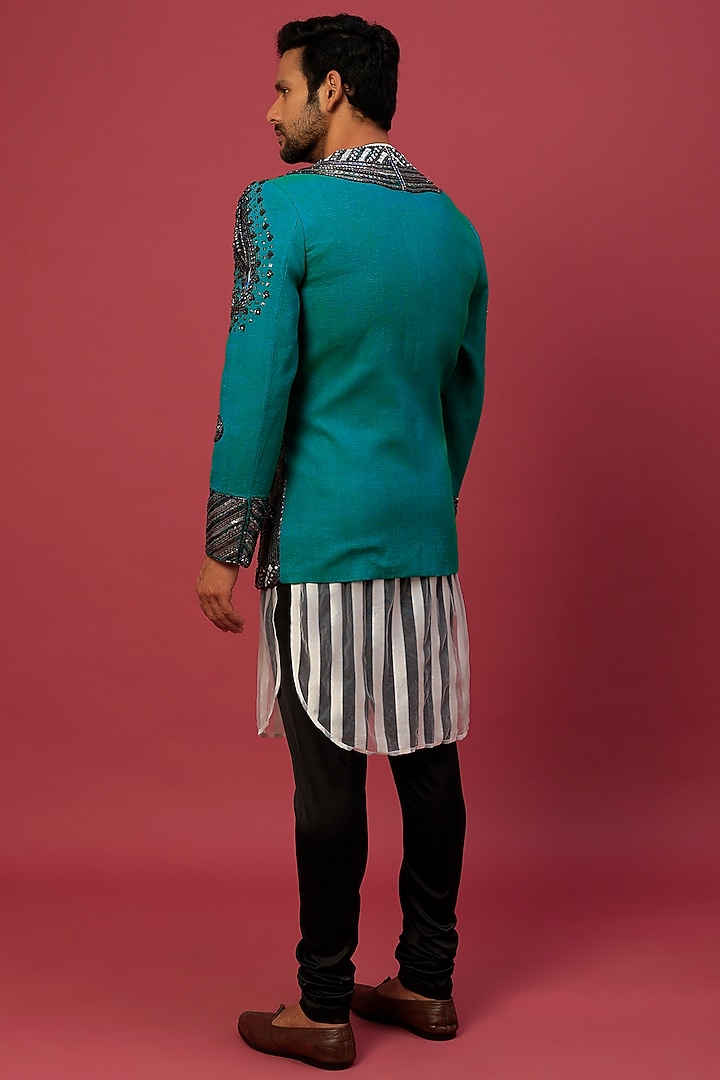 Forest Green Jacket With Kurta Set by Dapper & Dare at Pernia's Pop Up Shop