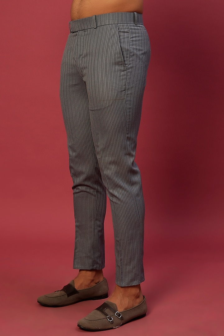 Grey Pin Striped Jacket Set by Dapper & Dare at Pernia's Pop Up Shop