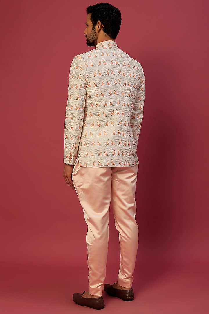 White Velvet Wedding Bandhgala Jacket Set by Dapper & Dare at Pernia's Pop Up Shop