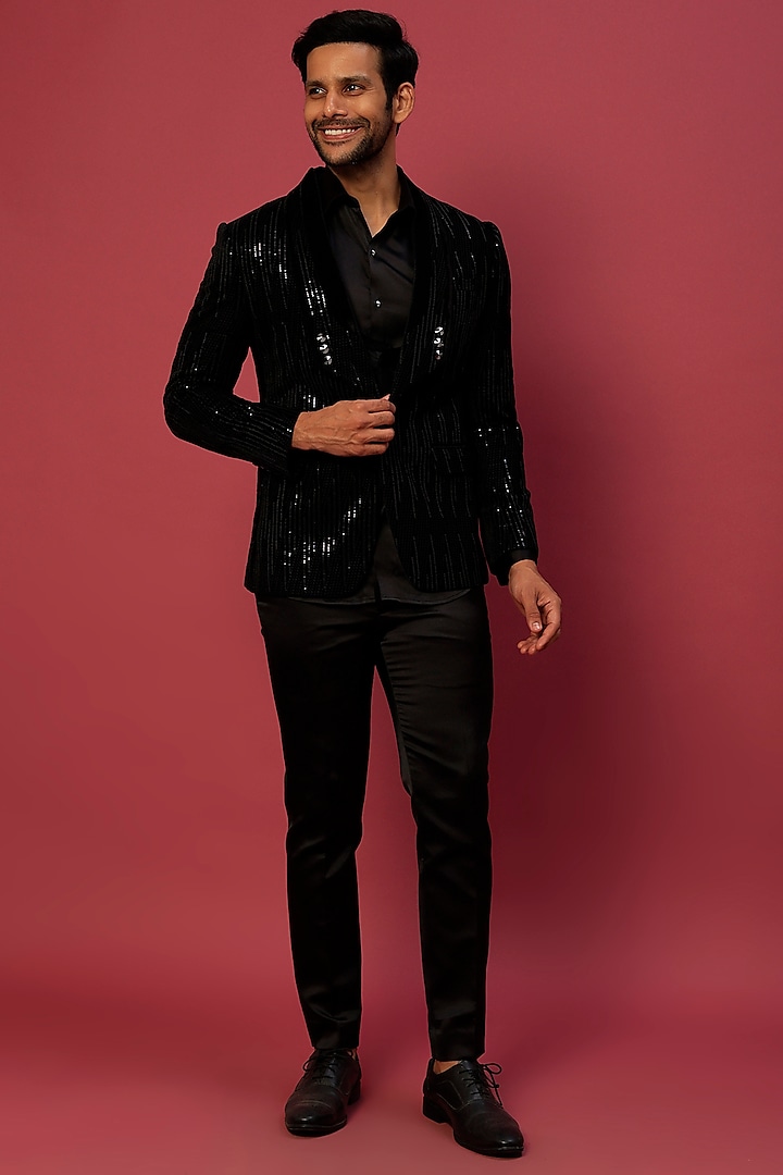 Black Velvet Tuxedo Set by Dapper & Dare at Pernia's Pop Up Shop