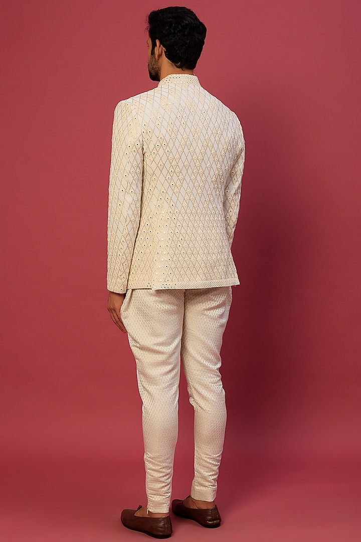 Ivory Lucknowi Jacket Set by Dapper & Dare at Pernia's Pop Up Shop