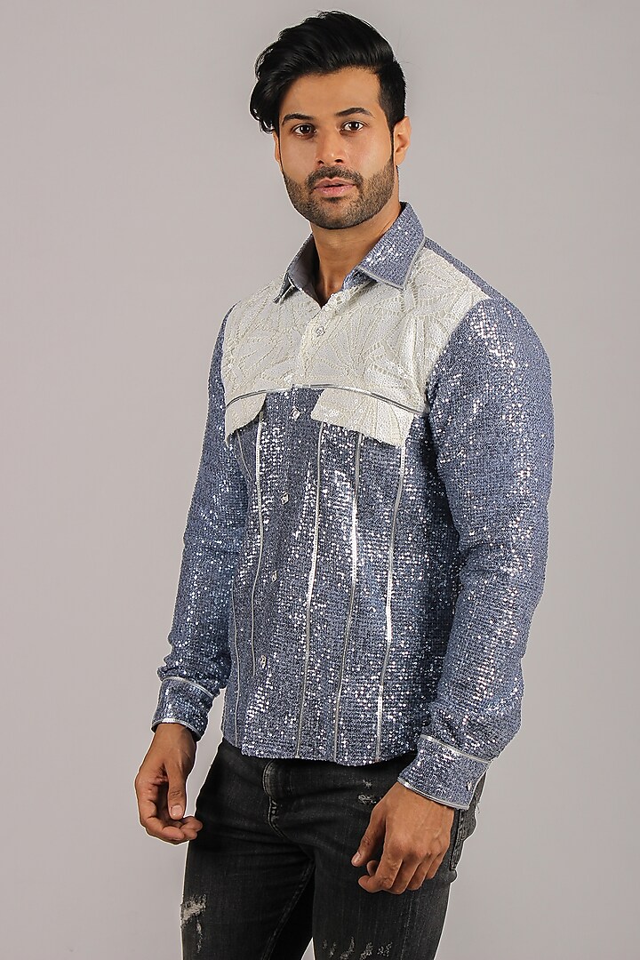 Lavender Sequins Wedding Shirt by Dapper & Dare at Pernia's Pop Up Shop
