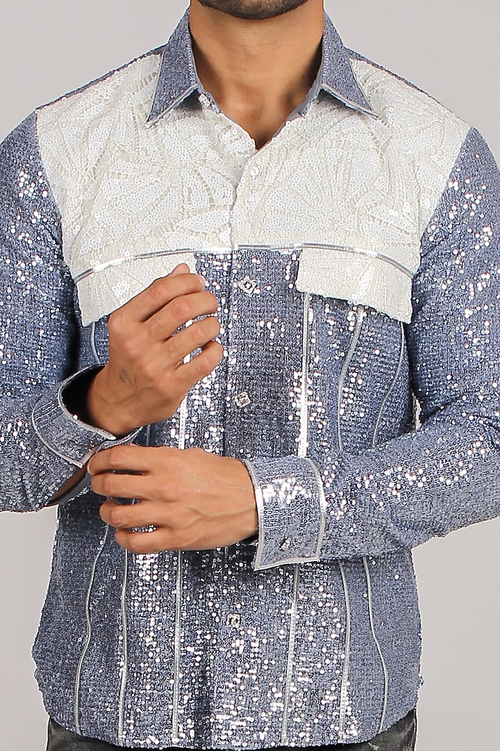 Lavender Sequins Wedding Shirt by Dapper & Dare at Pernia's Pop Up Shop